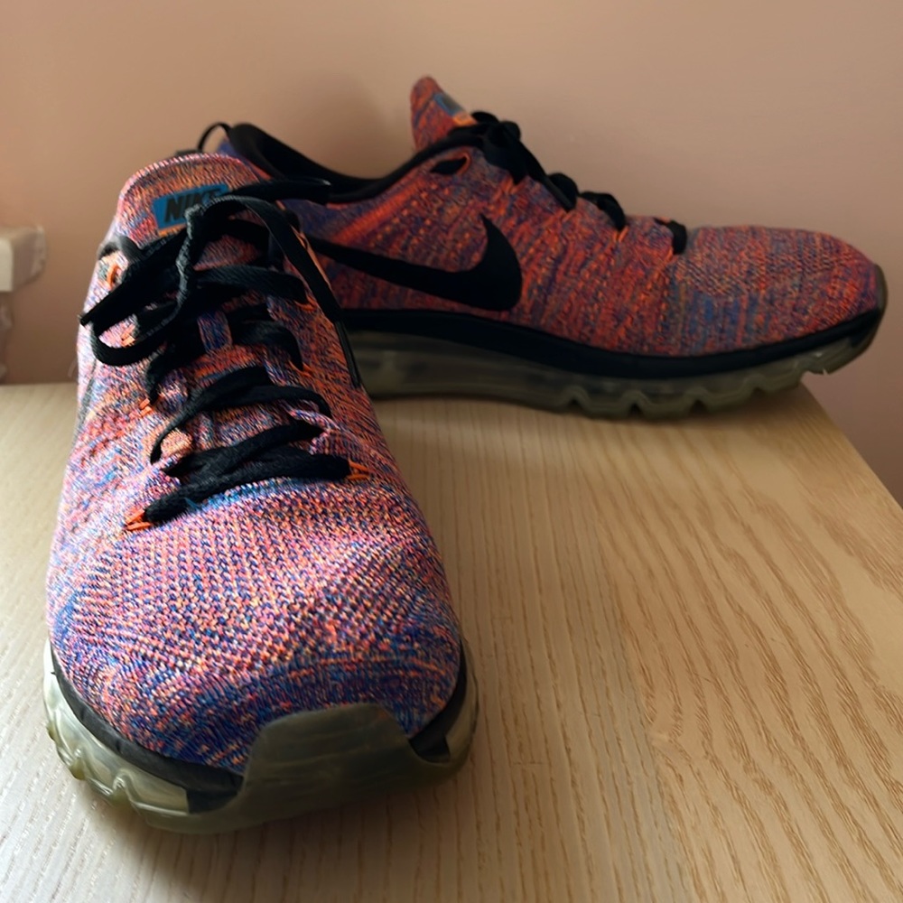 NIKE Flyknit Air Max Photo Blue Total Crimson Mens 13